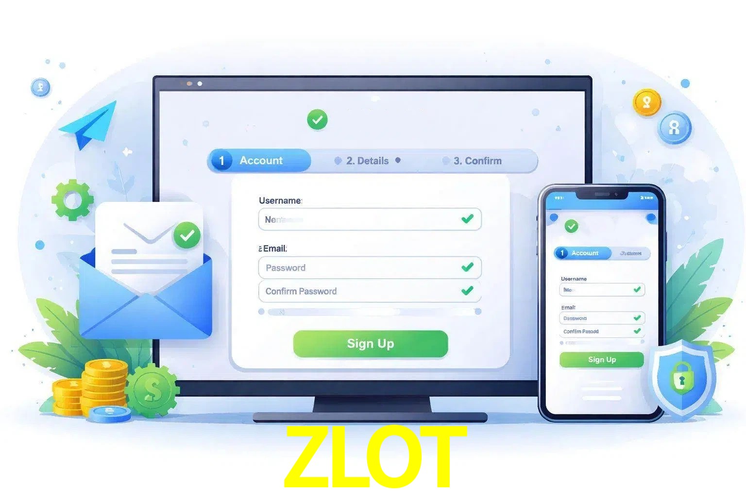 Registro de nuevo usuario y configuración de cuenta ZLOT